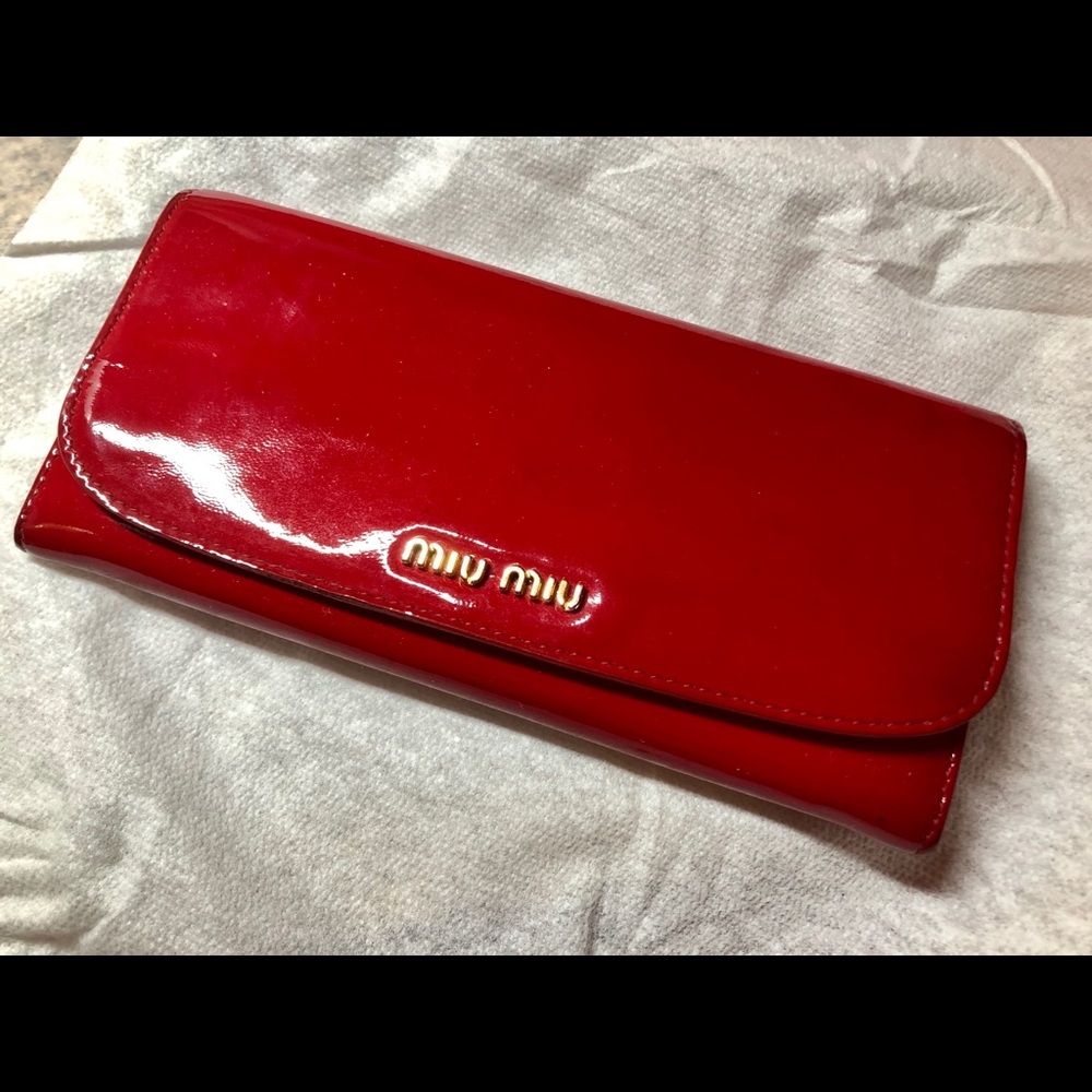Miu Miu red patent leather wallet